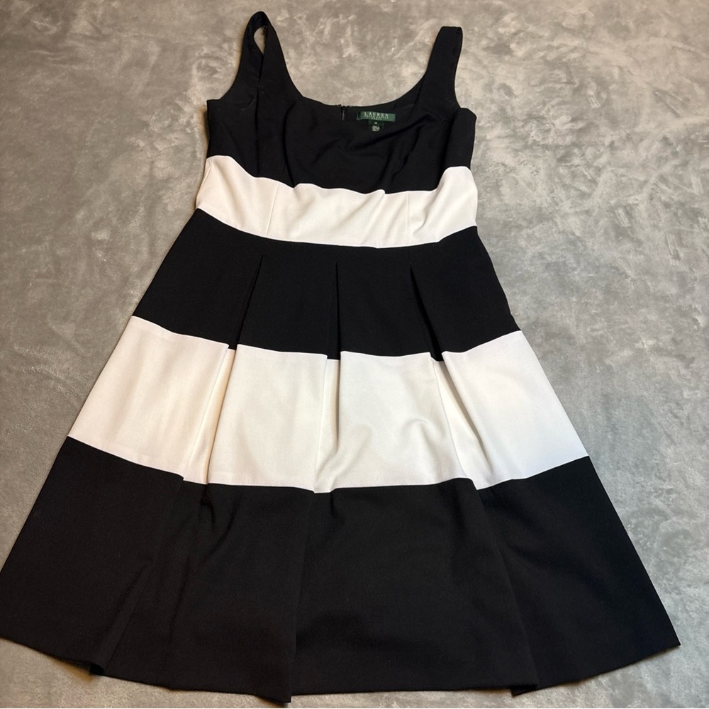 Ralph Lauren Black and White Colorblock Mini Dress EUC